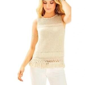 LILLY PULITZER Limon Gold Metallic Sweater Tank SZ S